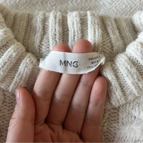 Mango Fair Isle Black Cream White Boxy Sweater M - Picture 5 of 6